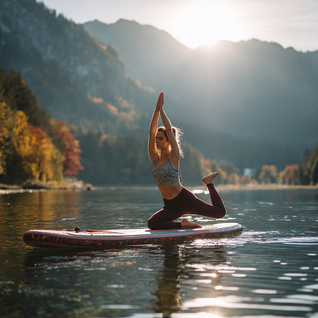 Moderná jogová prax s neónovou atmosférou